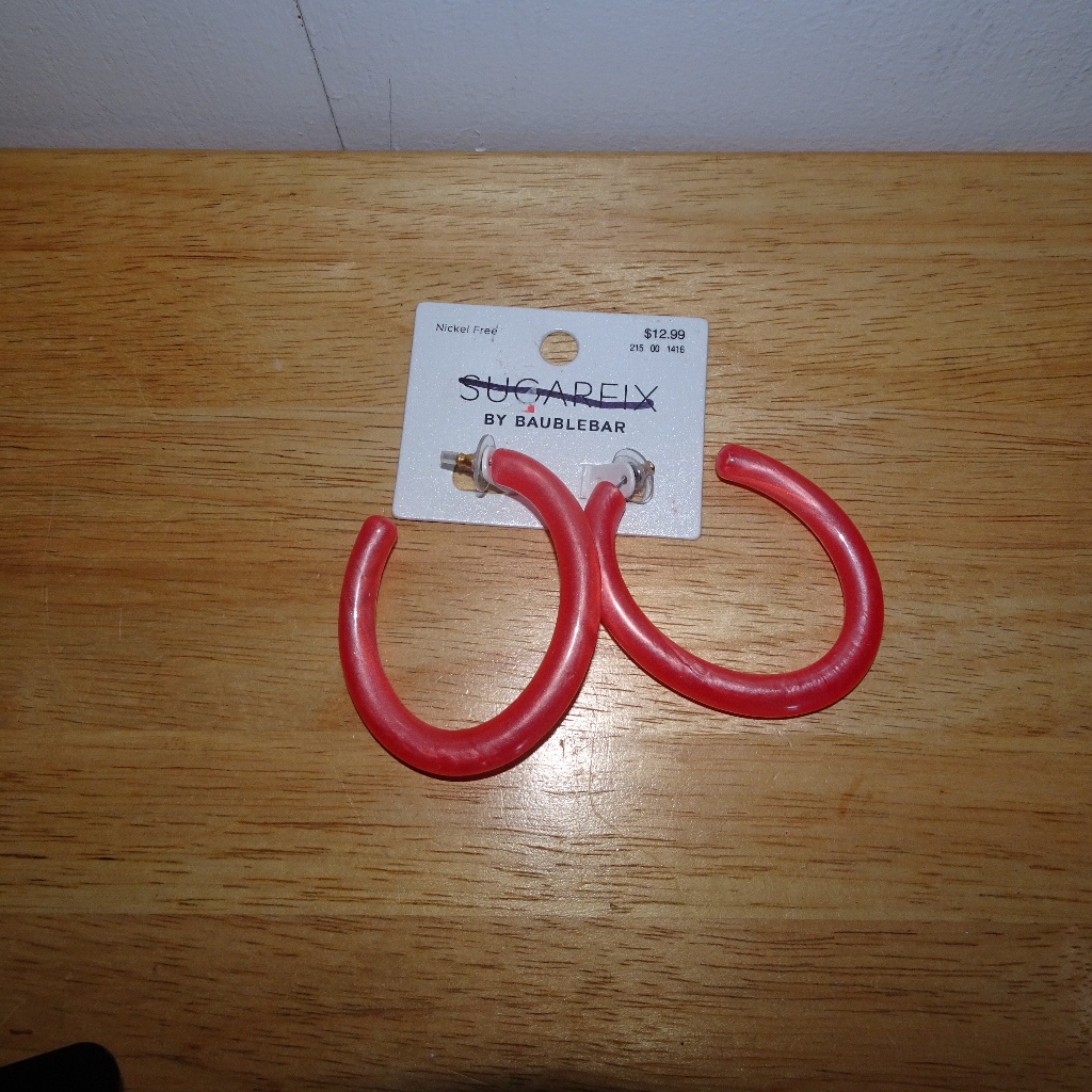 Sugarfix Baublebar Pink Oval Hoop Pierced Earrings